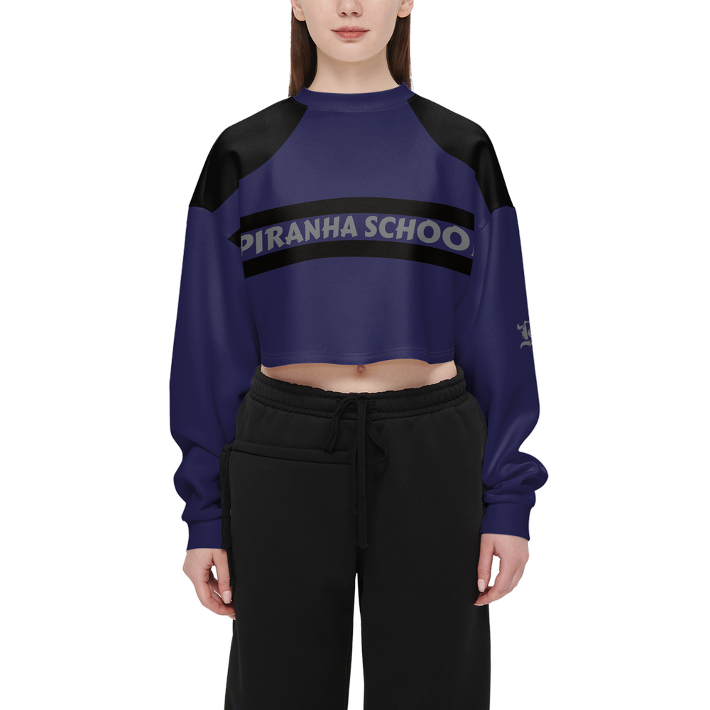 Women's Cropped Crewneck Sweatshirt-Techno Scuba Knit