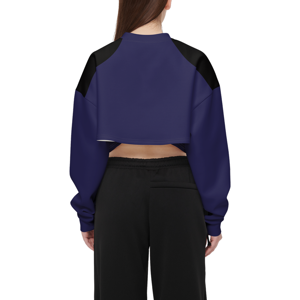 Women's Cropped Crewneck Sweatshirt-Techno Scuba Knit